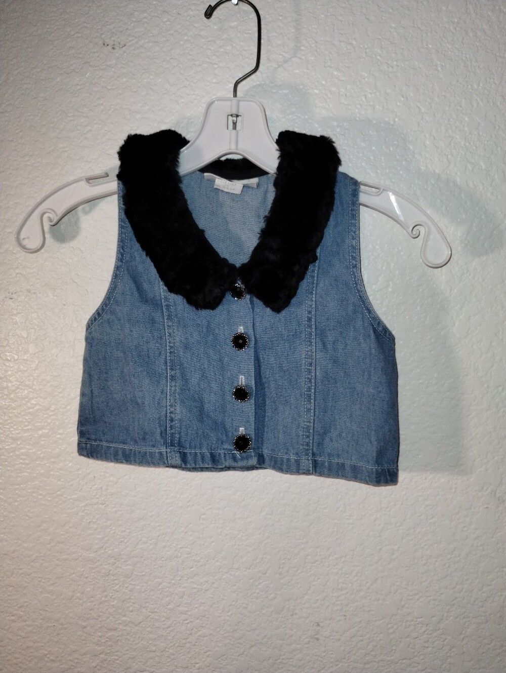 Blooz Denim Vest Fur Trimmed Size 2T Button Up